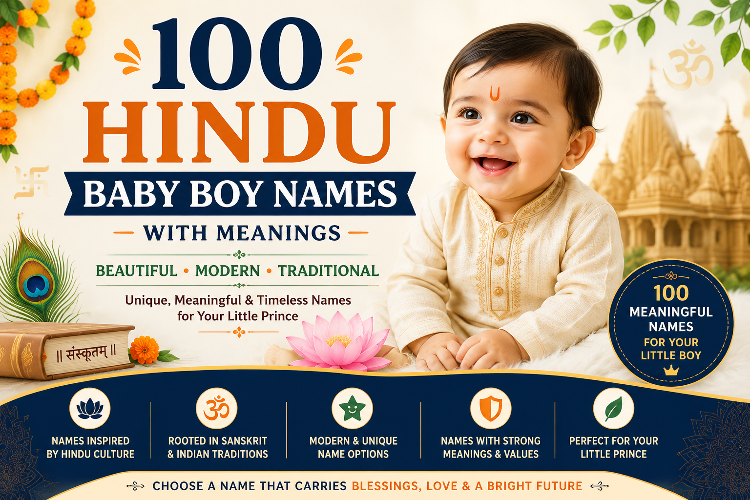 100 Hindu Baby Boy Names With Meanings (2026) – Unique, Modern & Traditional Names