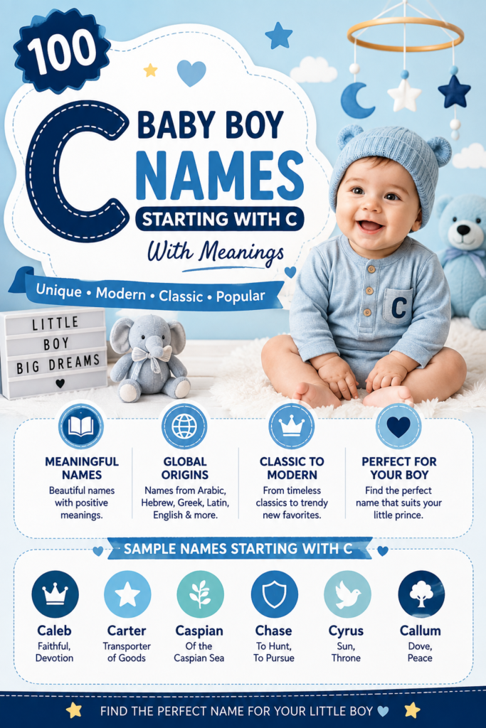 100 Baby Boy Names Starting With C With Meanings – Unique, Modern and Popular Names