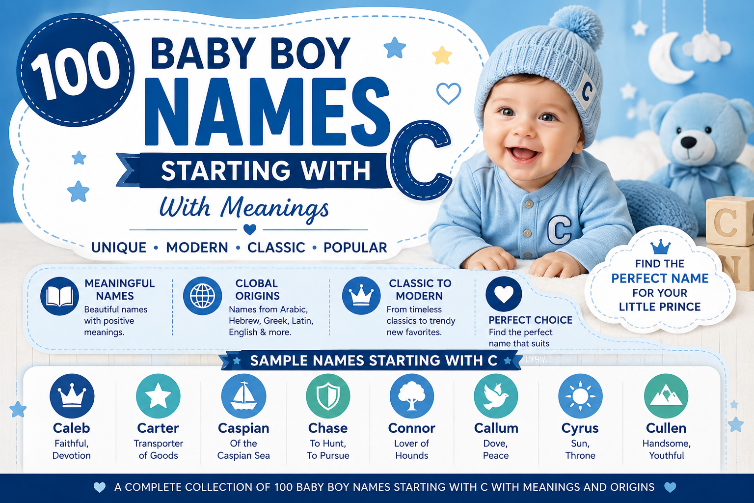 100 Baby Boy Names Starting With C With Meanings (2026) – Unique & Popular Names