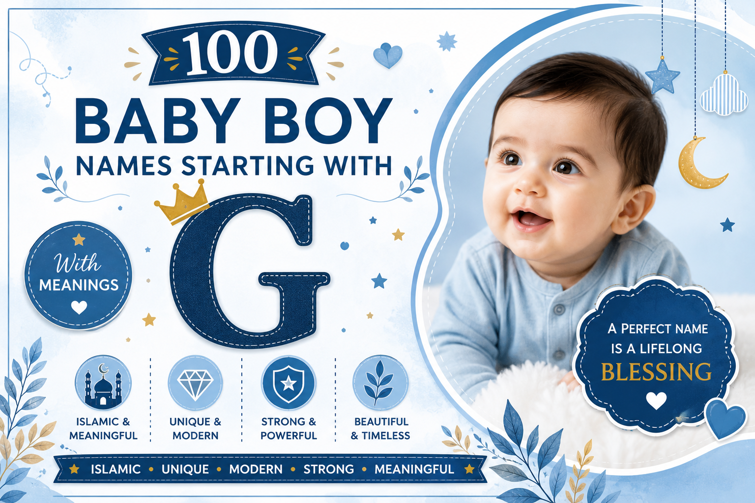 100 Baby Boy Names Starting With G With Meanings (2026) – Islamic, Unique & Modern Names