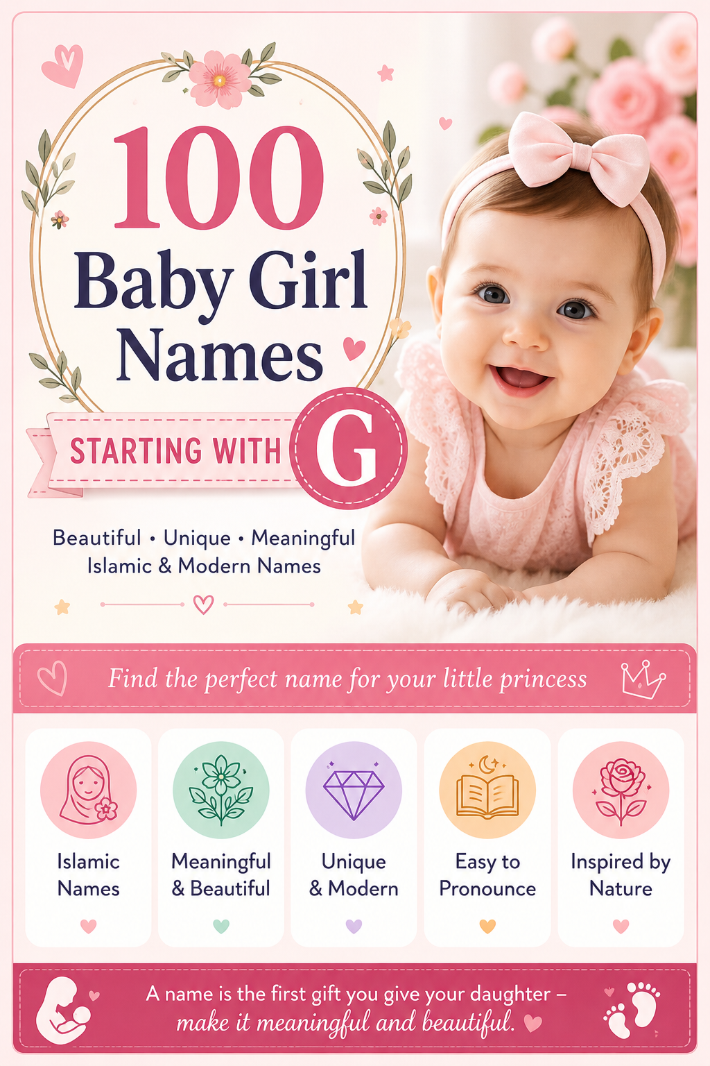 100 Baby Girl Names Starting With G With Meanings (2026) – Islamic, Unique & Beautiful Names