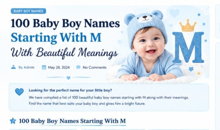 100 Baby Boy Names Starting With M With Beautiful Meanings